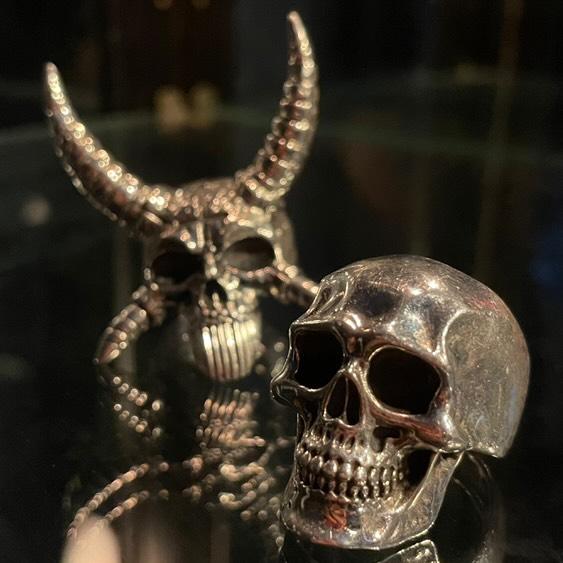 Horned Skull Ring -Solid Sterling Silver, Handmade, comfort fit