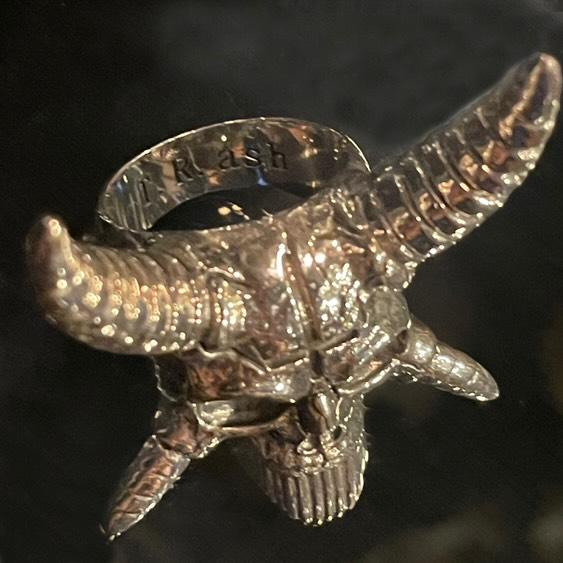 Horned Skull Ring -Solid Sterling Silver, Handmade, comfort fit