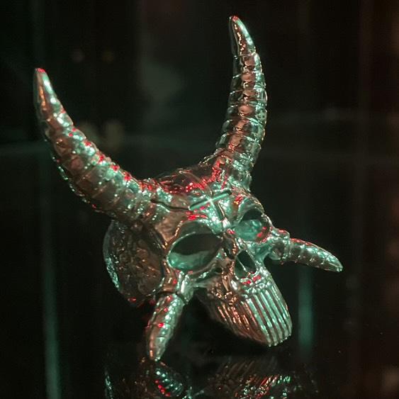 Horned Skull Ring -Solid Sterling Silver, Handmade, comfort fit