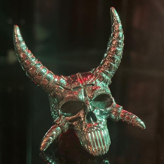 Horned Skull Ring -Solid Sterling Silver, Handmade, comfort fit