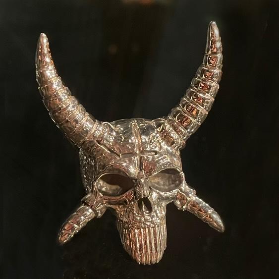 Horned Skull Ring -Solid Sterling Silver, Handmade, comfort fit