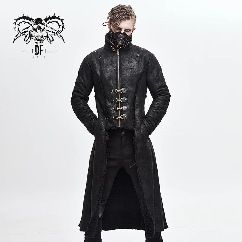 Steampunk Men's Tailcoat with Detachable Faux Fur Harness