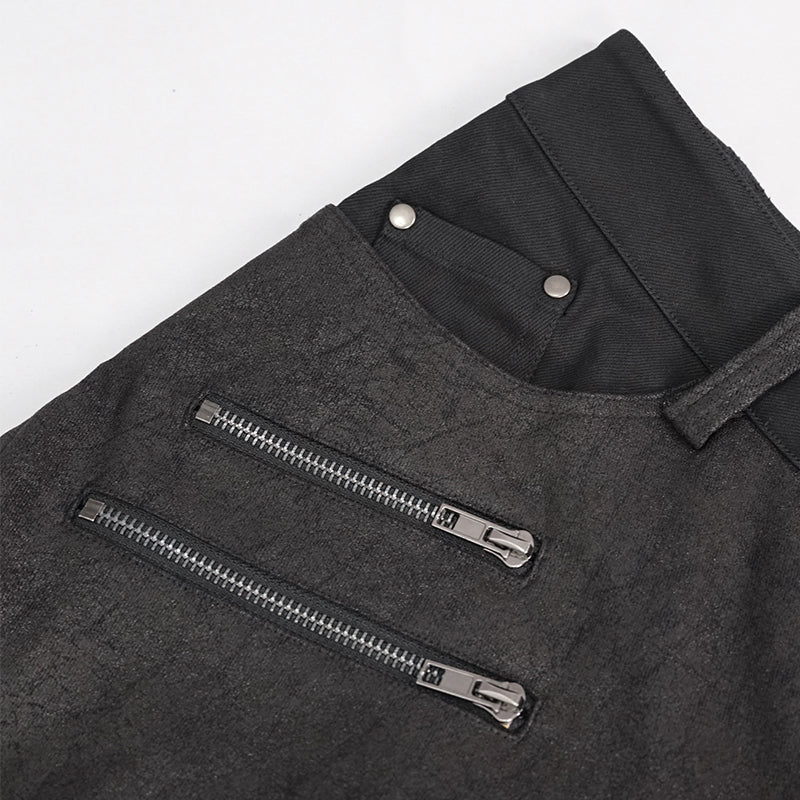 Black Punk Gothic Double Layered Two Piece Trousers