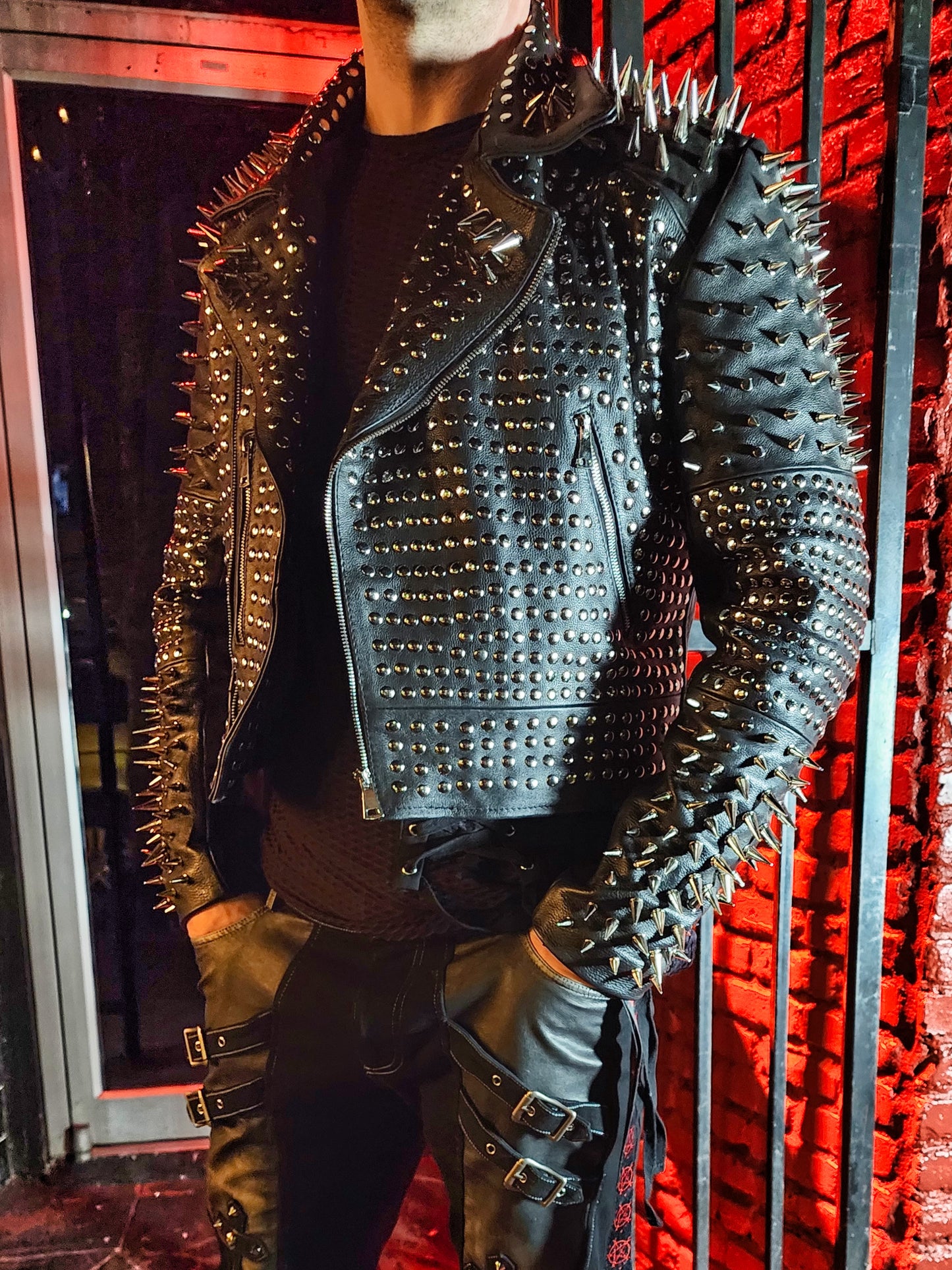 HEAVY Hand Made Genuine Leather Jacket heavily studded and spiked