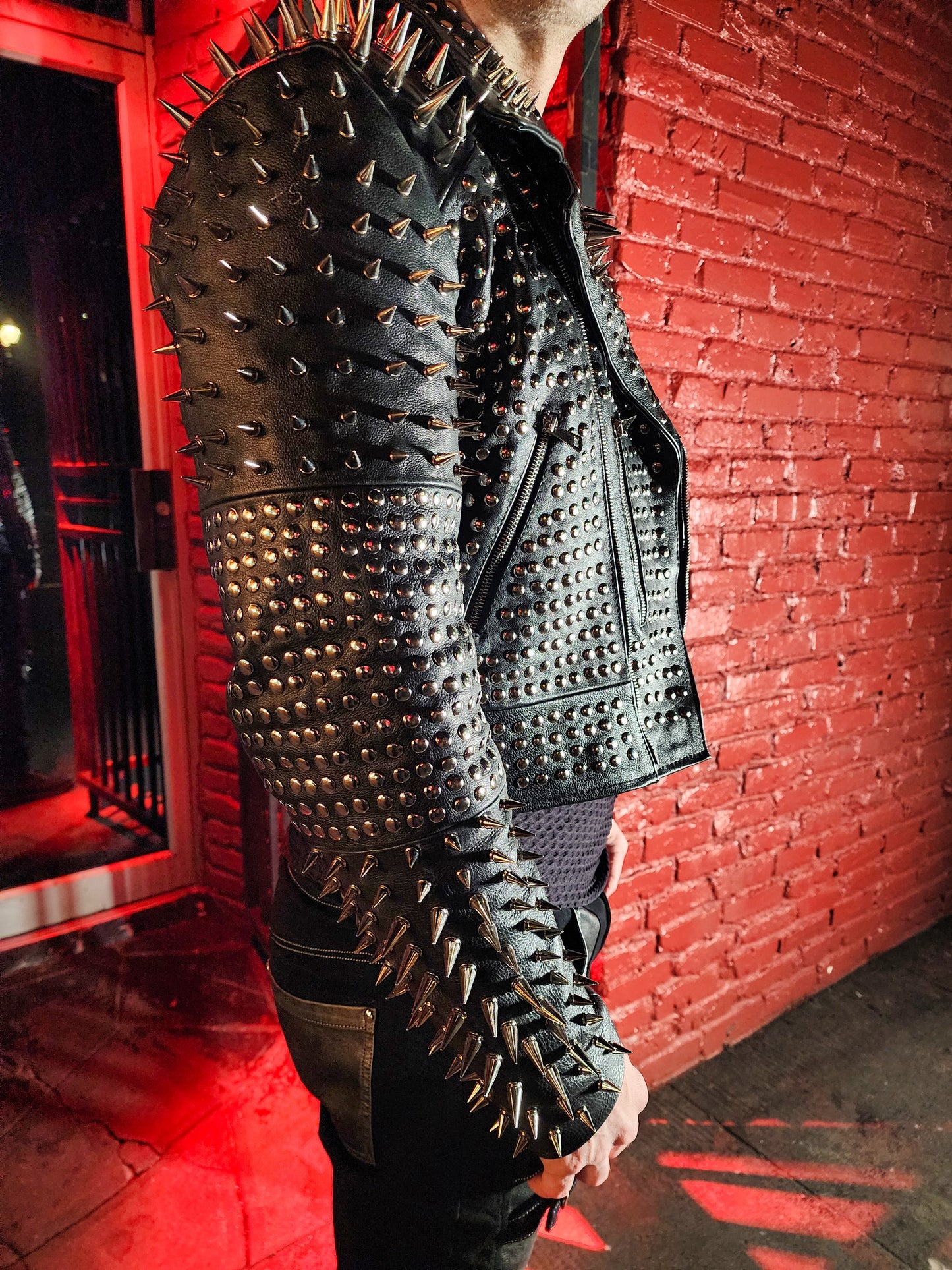 HEAVY Hand Made Genuine Leather Jacket heavily studded and spiked