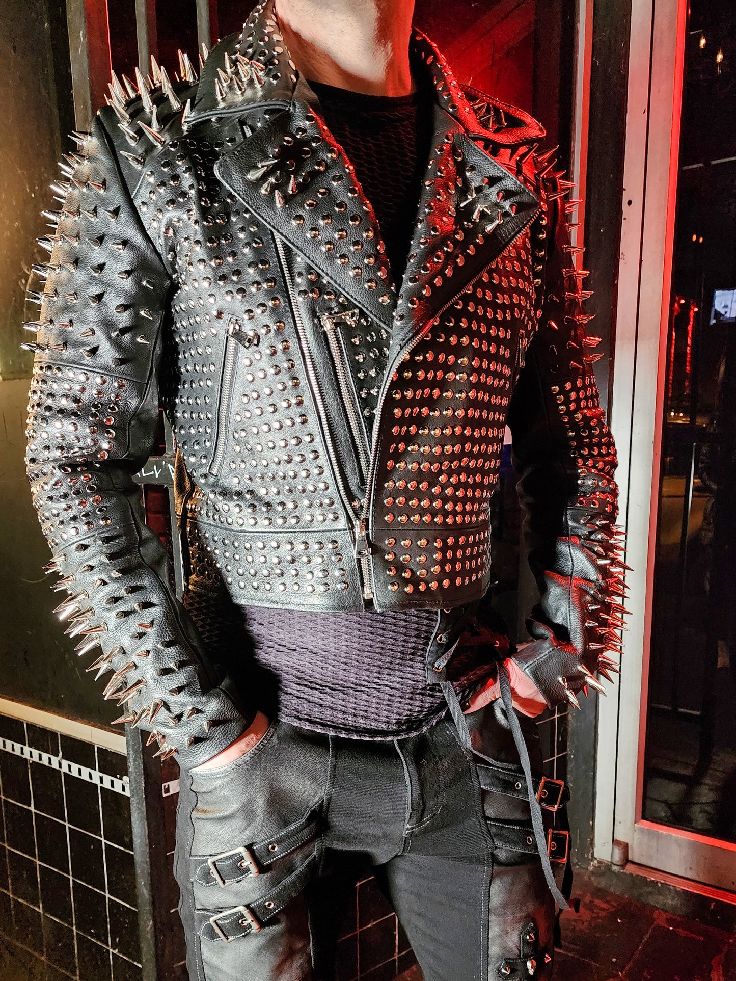 HEAVY Hand Made Genuine Leather Jacket heavily studded and spiked