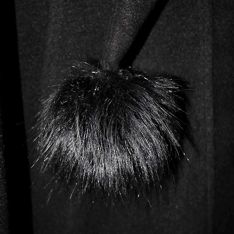 Gothic Faux Fur Trim Winter Coat with Pointed Hood