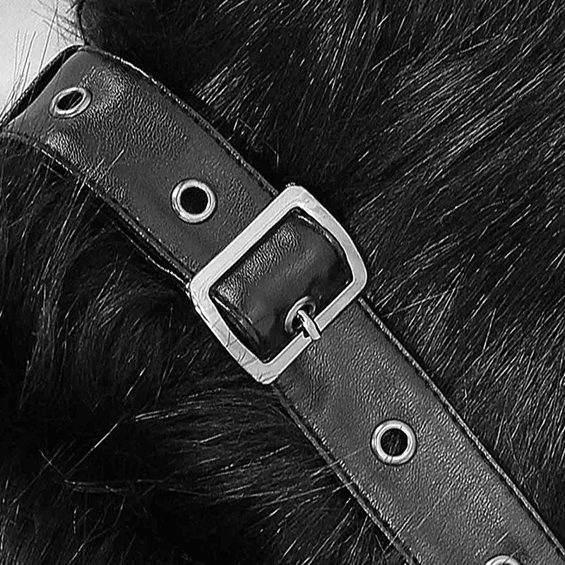 Gothic Faux Fur Trim Winter Coat with Pointed Hood