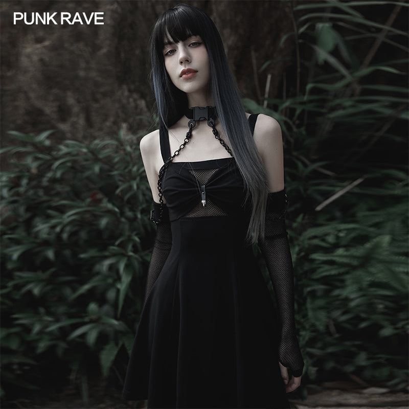 Gothic Cyber Punk Mesh Arm Sleeves with Detachable Choker