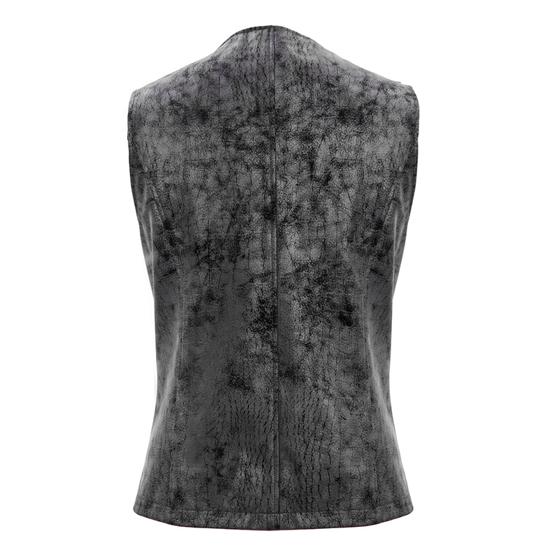 Gothic Punk rock fog patterned lace up black mens vest waistcoat