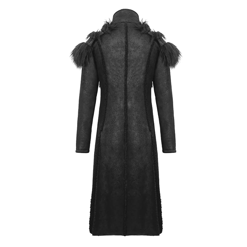 Steampunk Men's Tailcoat with Detachable Faux Fur Harness