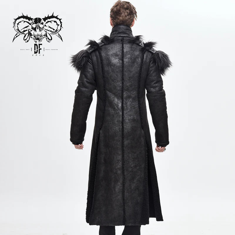 Steampunk Men's Tailcoat with Detachable Faux Fur Harness