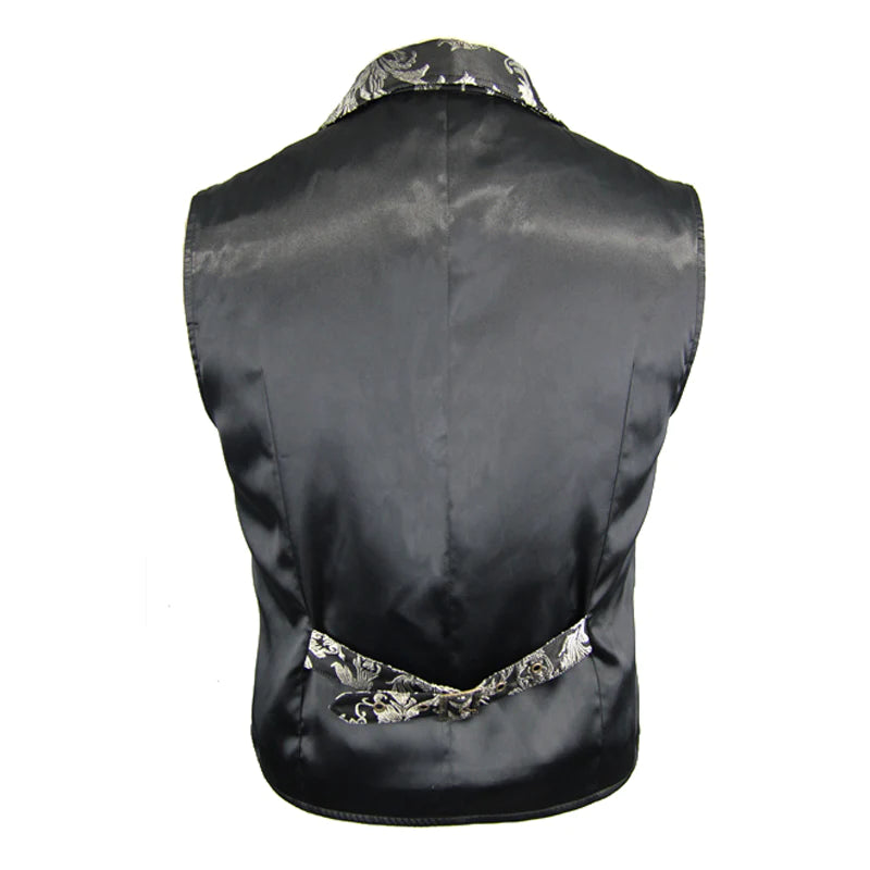 Victorian Gothic Black and Silver Mens Vest