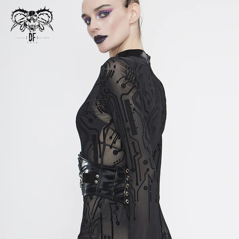 Black High-Gloss Vegan Leather Lace-Up Corset Belt