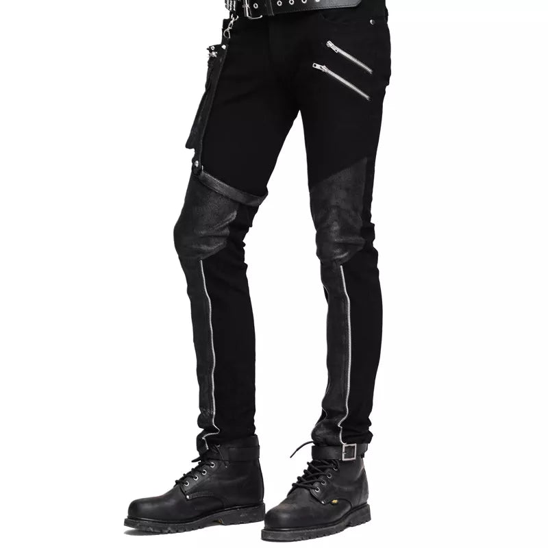 Black Gothic Pants with zippers and a detachable bag