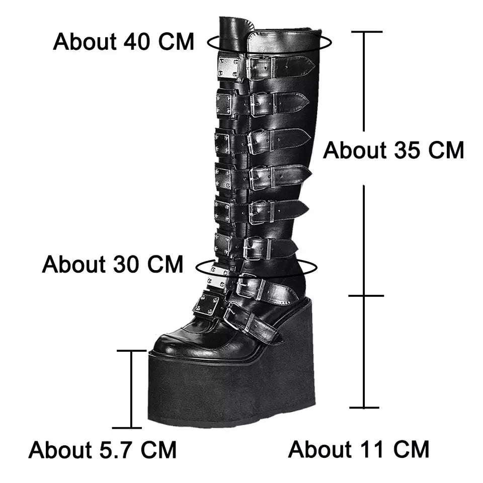 Black Gothic Platform Boots with buckles
