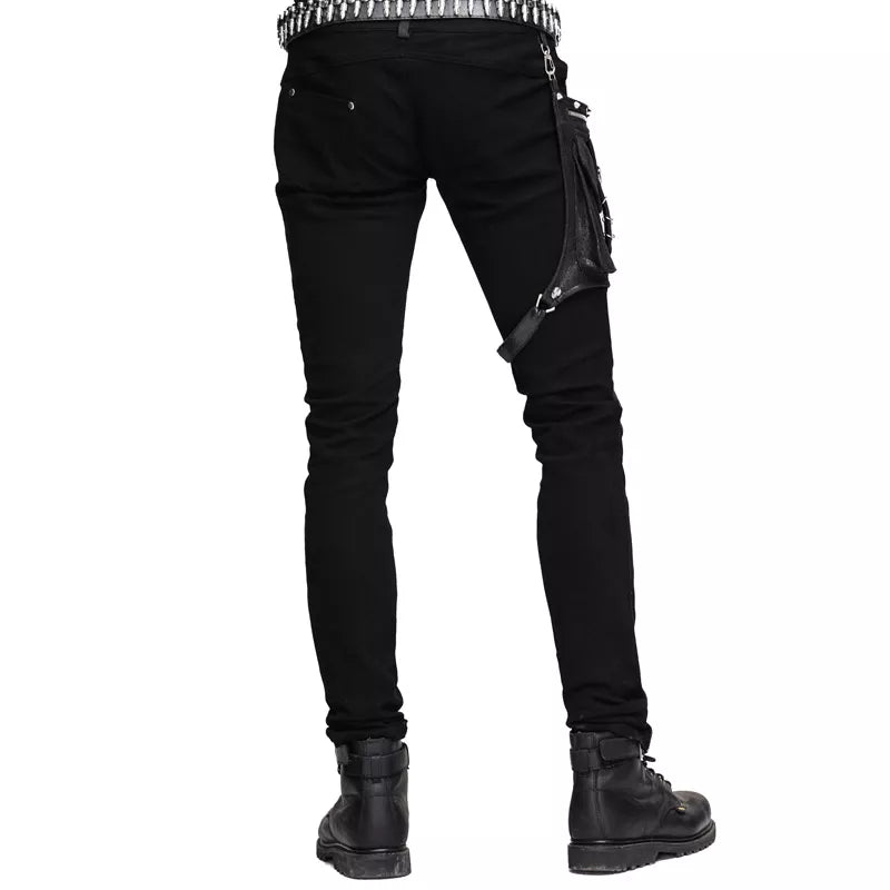 Black Gothic Pants with zippers and a detachable bag