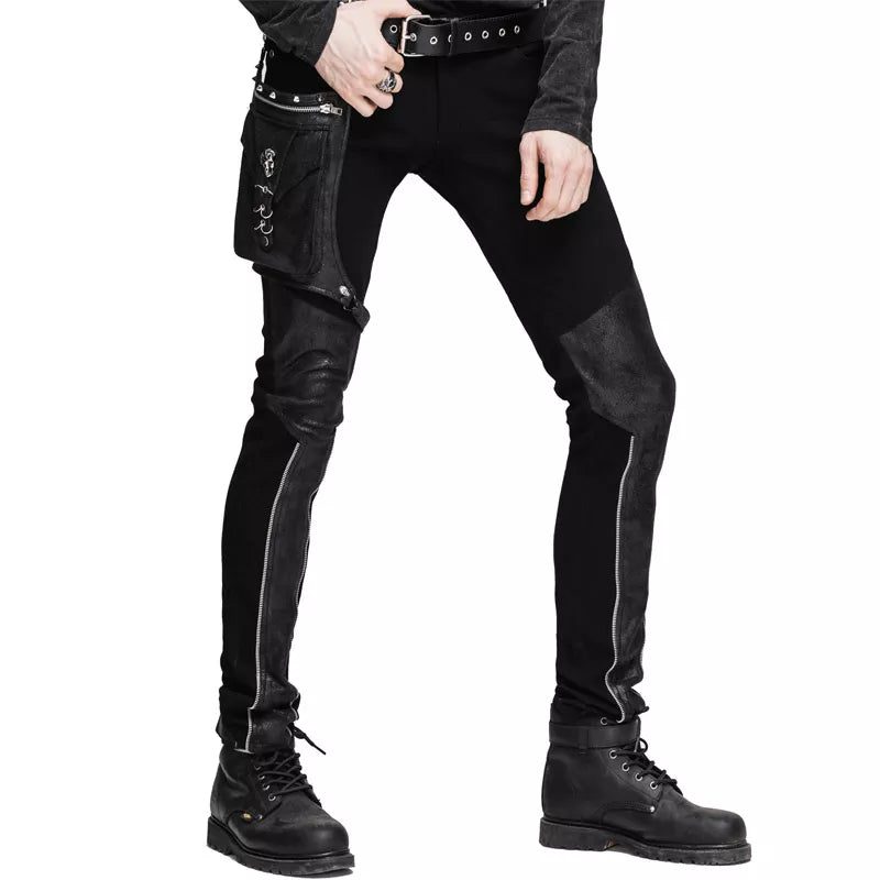 Black Gothic Pants with zippers and a detachable bag