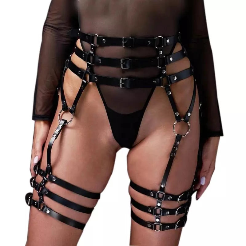 Black Gothic Garter Belt Pu Waist Harness Fetish Punk BDSM style
