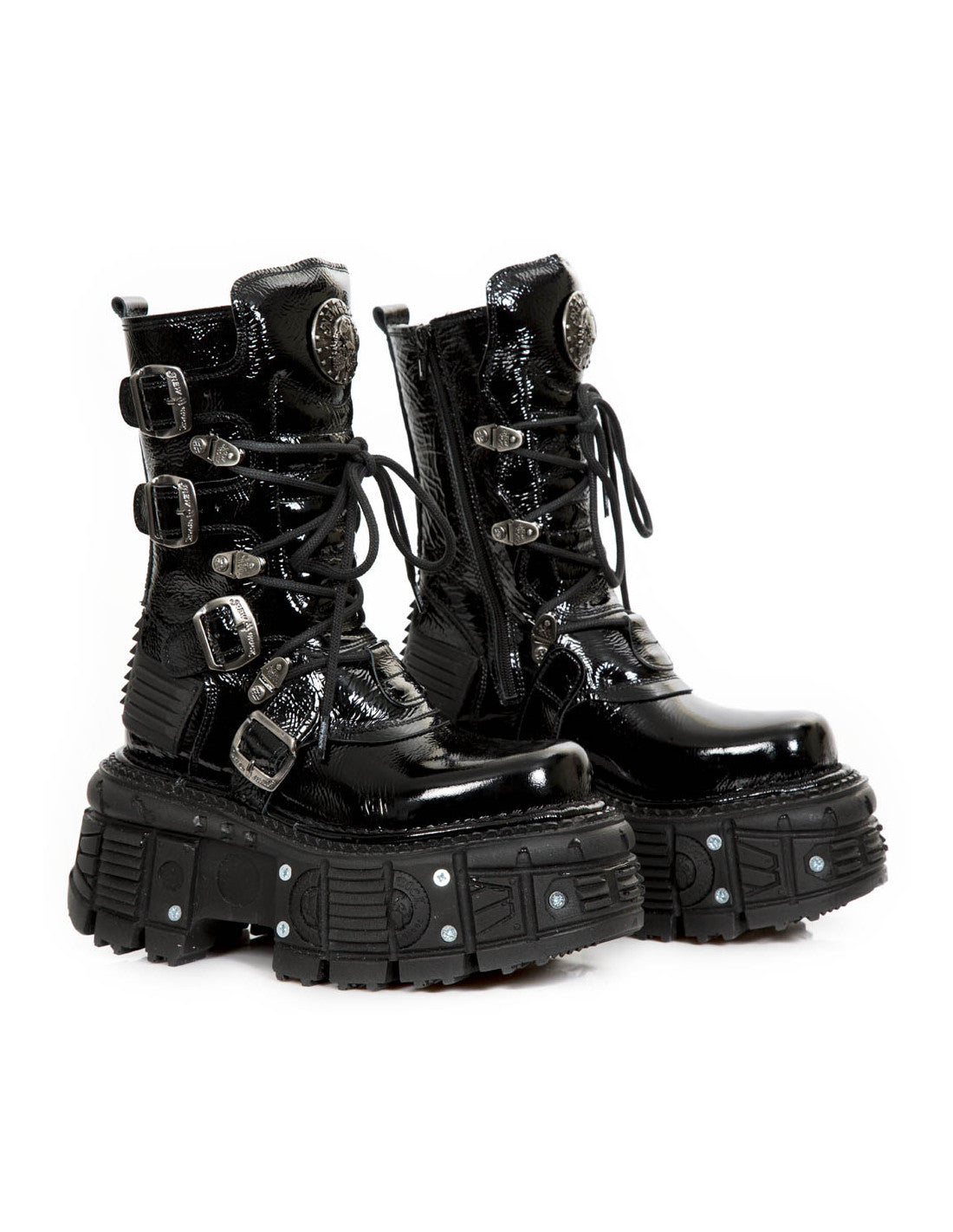 New Rock Shiny Black Platform Boots M-TANK002-C9 of METALLIC COLLECTION