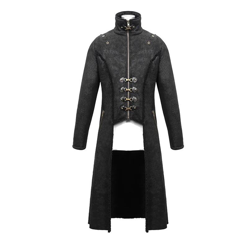 Steampunk Men's Tailcoat with Detachable Faux Fur Harness