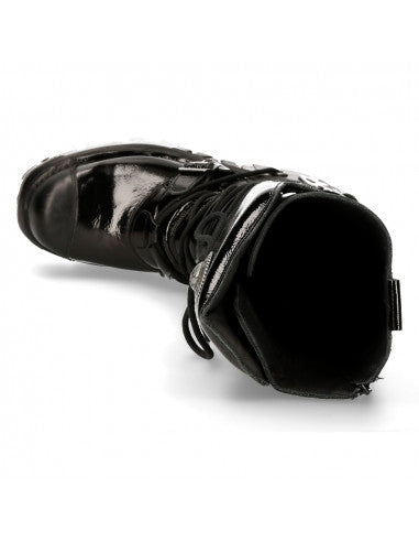 NEW ROCK GOTHIC BLACK SHINY LEATHER HIGH BOOT METALLIC m-314-c1