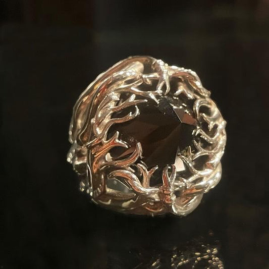 Black Eye Stone Ring  -Solid Sterling Silver, Handmade, comfort fit