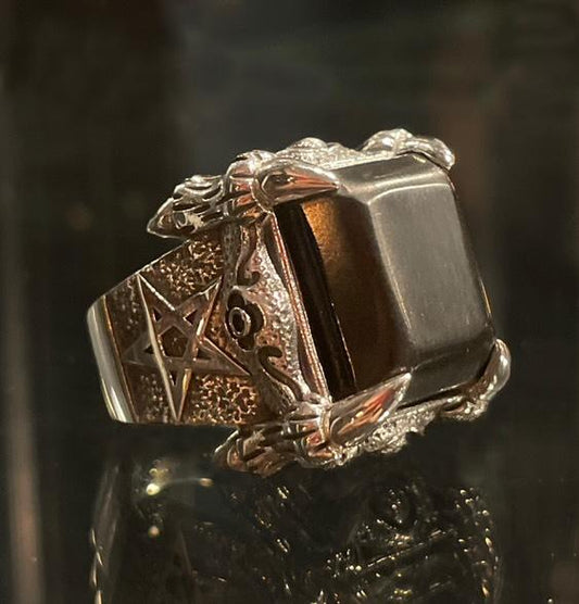 Stone Claw Ring  -Solid Sterling Silver, Handmade, comfort fit