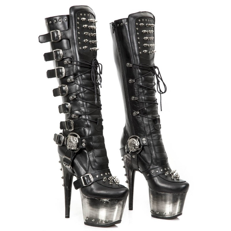 M-Devil010 High heel studded metal soled boots