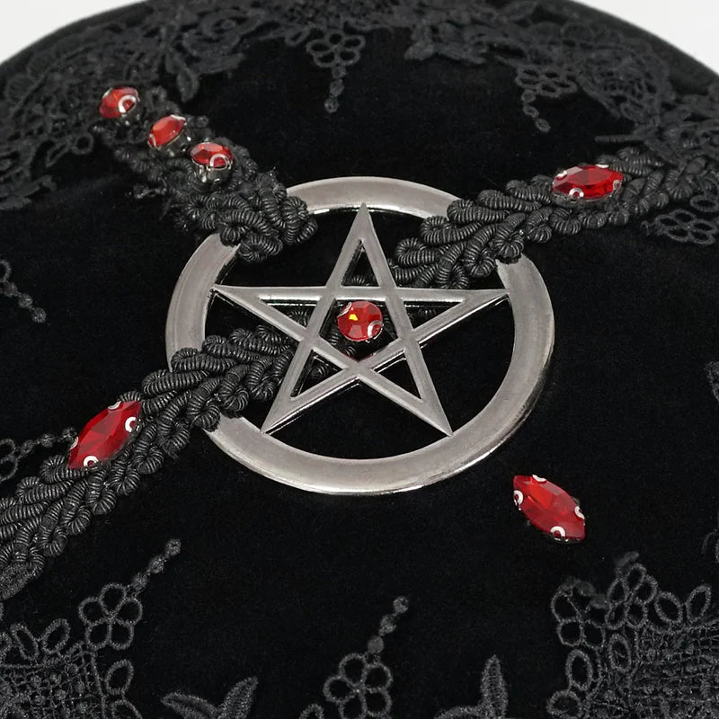 *CLEARANCE*Black Gothic Victorian Round Pentagram Hand Bag