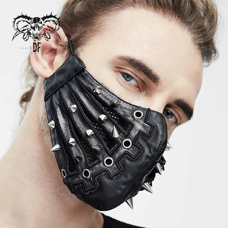 punk goth spiked leather mask unisex for men or women