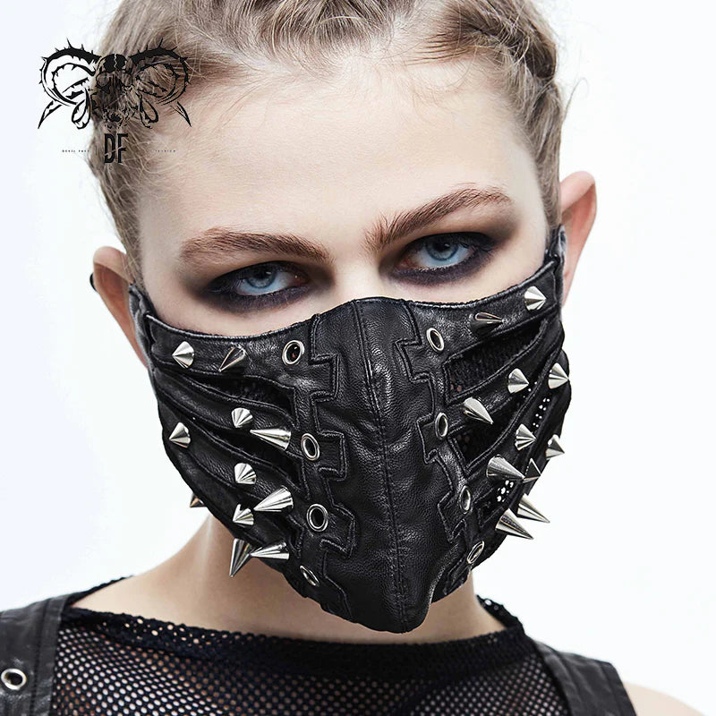 punk goth spiked leather mask unisex for men or women