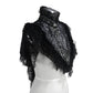 Gothic Collared Black and Silver Intricate Lace Triangular Shawl