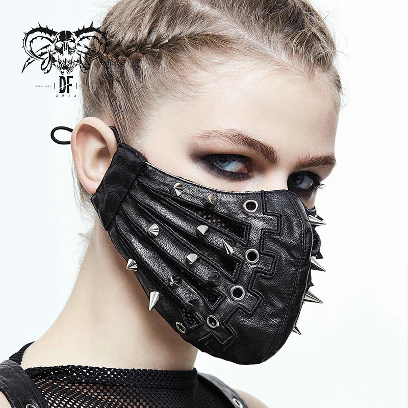 punk goth spiked leather mask unisex for men or women