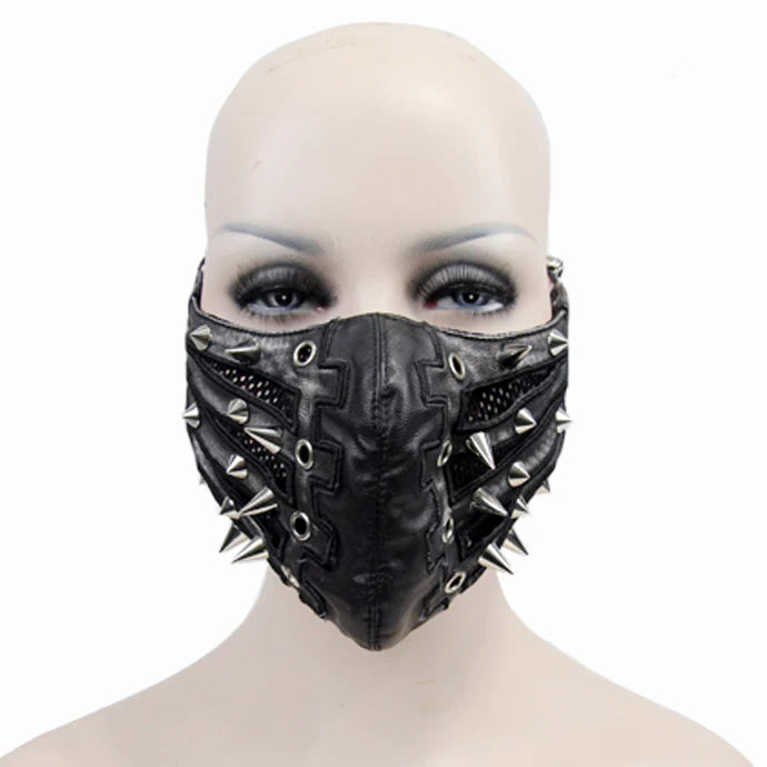 punk goth spiked leather mask unisex for men or women