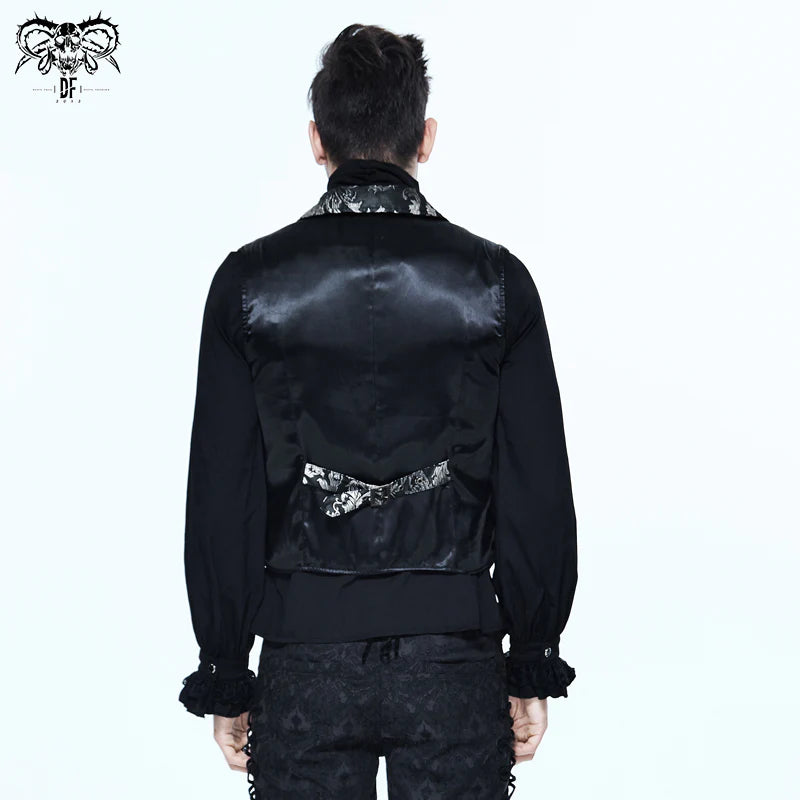 Victorian Gothic Black and Silver Mens Vest