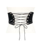 Black High-Gloss Vegan Leather Lace-Up Corset Belt