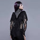 Gothic Collared Black and Silver Intricate Lace Triangular Shawl