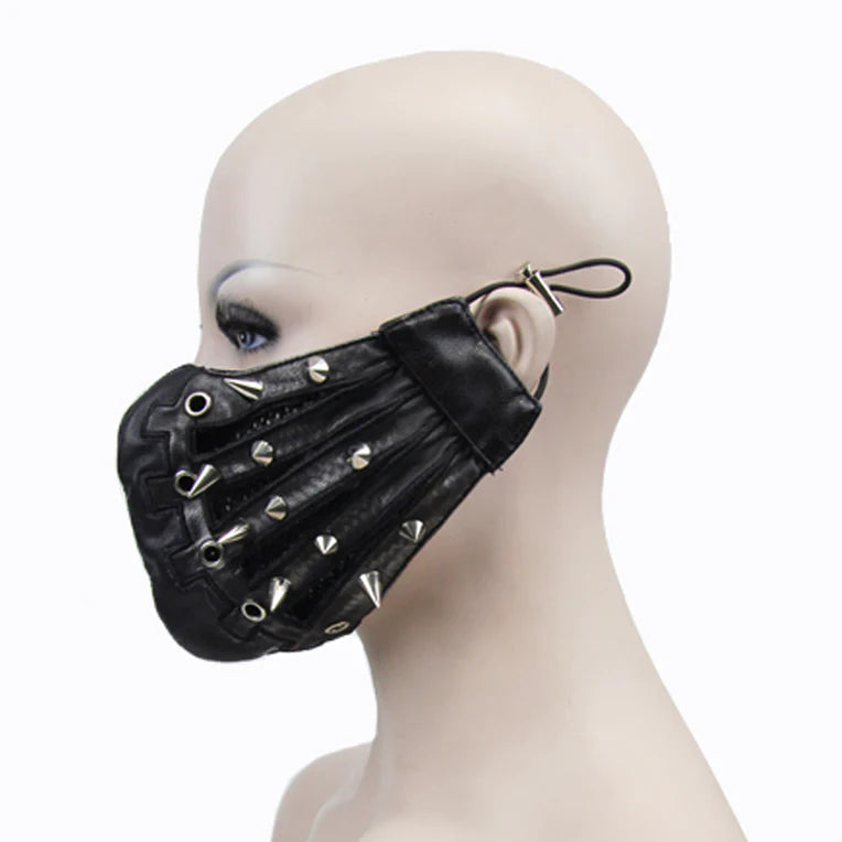 punk goth spiked leather mask unisex for men or women