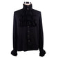 Victorian Gothic Flounce Cuff Mens Classic Black Chiffon Shirt