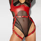 Red Gothic Full Body Harness Belt Punk PU Lather Bra Chest Straps bdsm style Garter