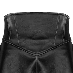 Gothic Punk High Waist Seal Square Hem Black Faux Leather Women's Short Skirt