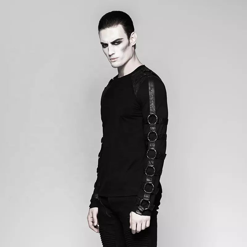 Gothic Cotton Top Heavy Metal Ringed Long Sleeve T-shirt