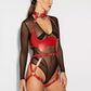 Red Gothic Full Body Harness Belt Punk PU Lather Bra Chest Straps bdsm style Garter