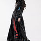 Gothic Punk Cyber shiny black rococo laser trench coat long sleeve dress lace up form fitting