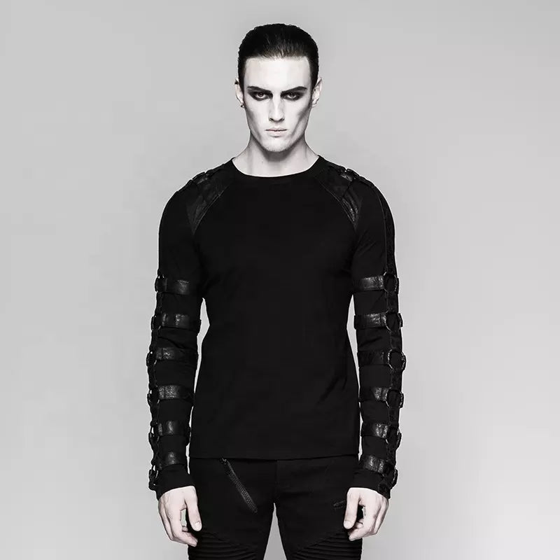 Gothic Cotton Top Heavy Metal Ringed Long Sleeve T-shirt