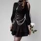 Gothic Women Leather Harness Fetish Wear Bdsm Punk with chains and rings