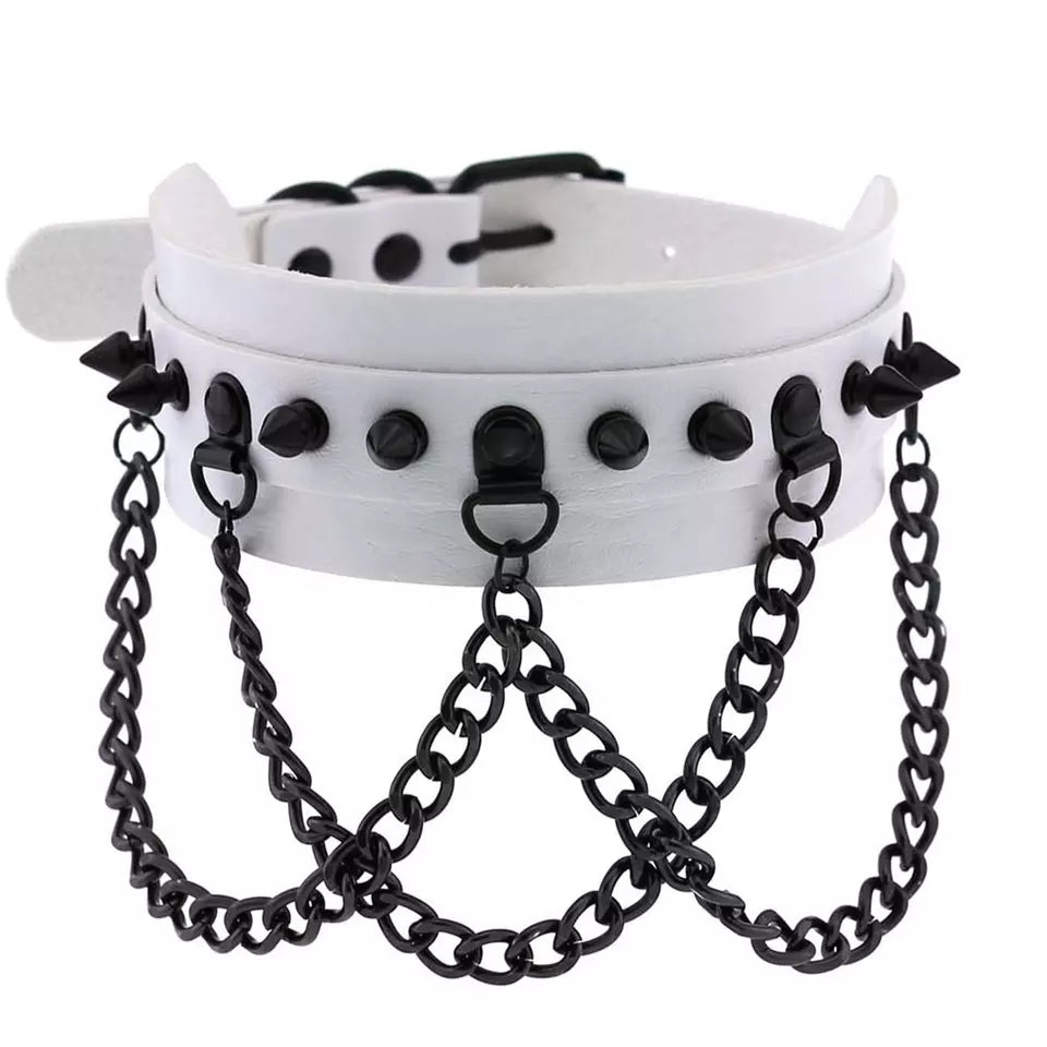 Punk Black Rivets Choker Chain collar