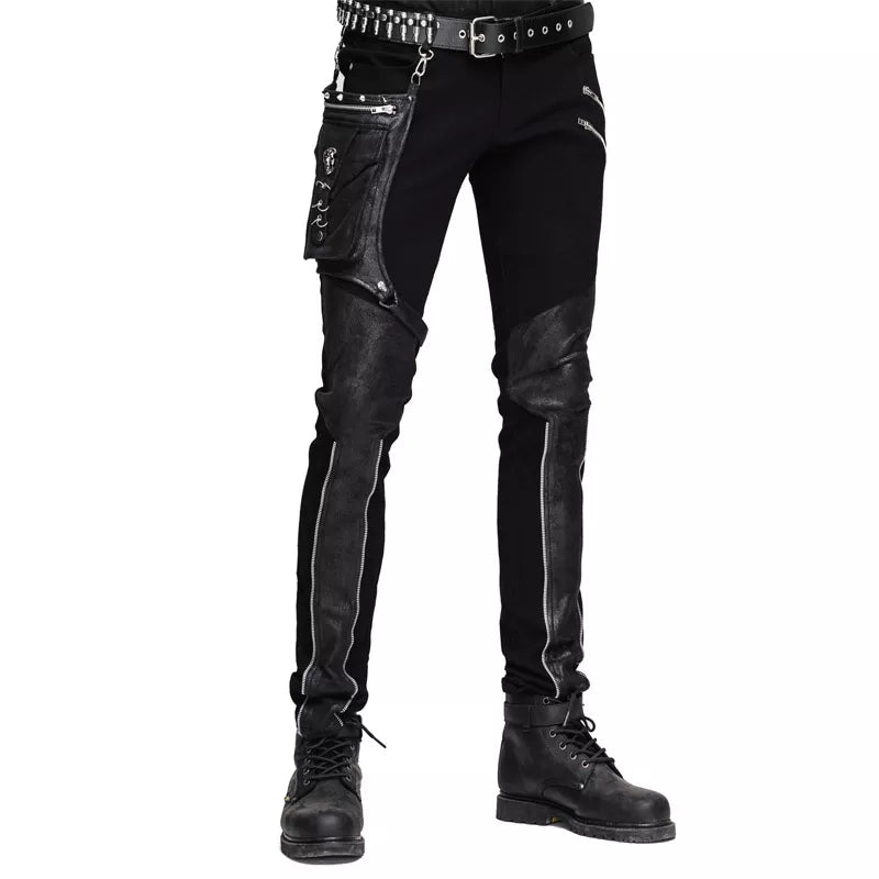 Black Gothic Pants with zippers and a detachable bag