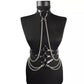 Gothic Women Leather Harness Fetish Wear Bdsm Punk with chains and rings